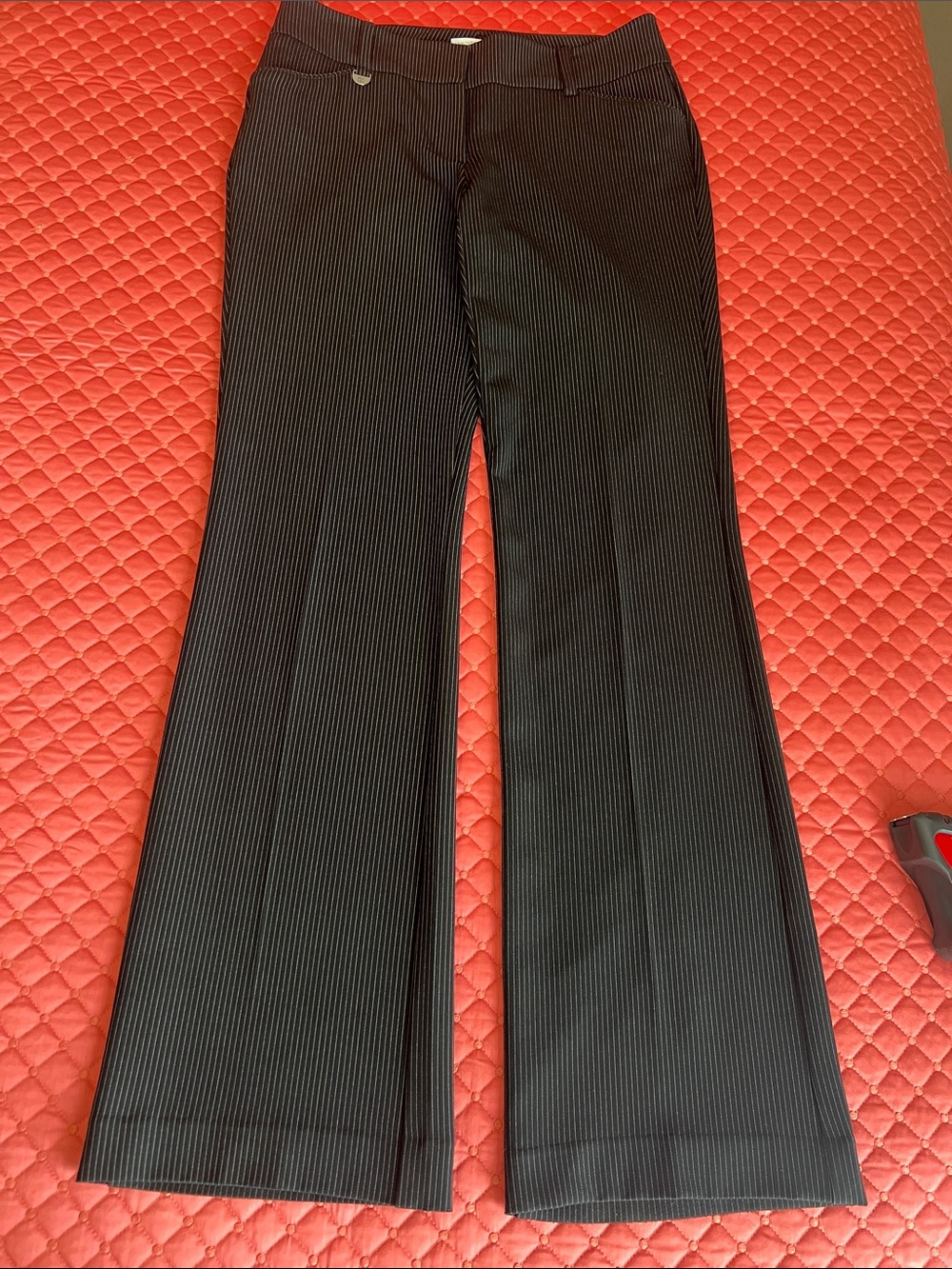 New York & Company Black Pinstripe Boot-Cut Dress Pants
